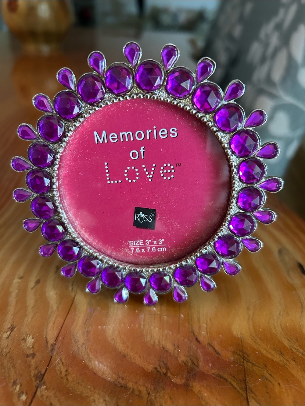 Purple Jeweled Round Photo Frame 3x3
